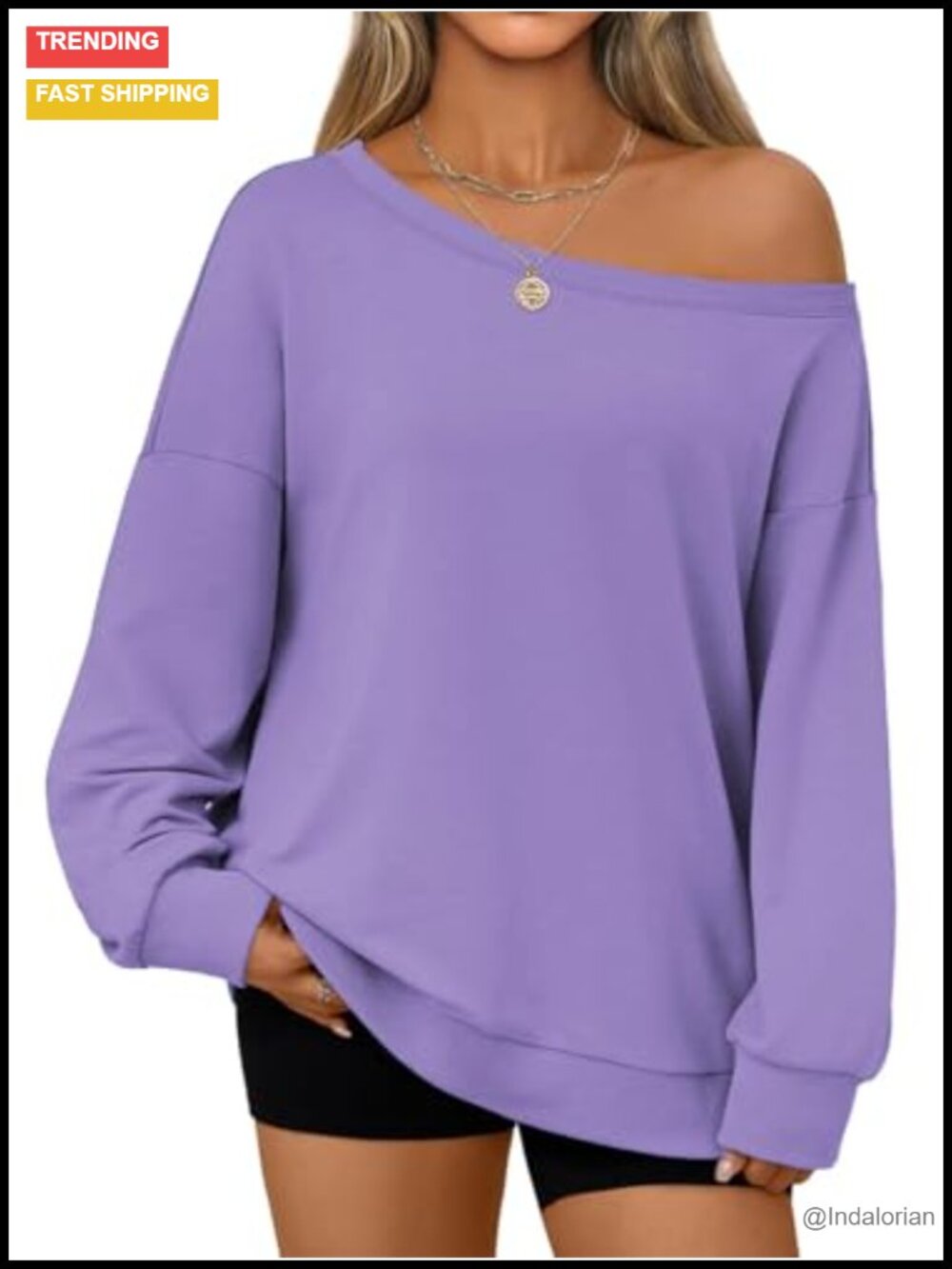 Women Off Shoulder Oversized Sweatshirt Cotton Polyester Spandex Pullover